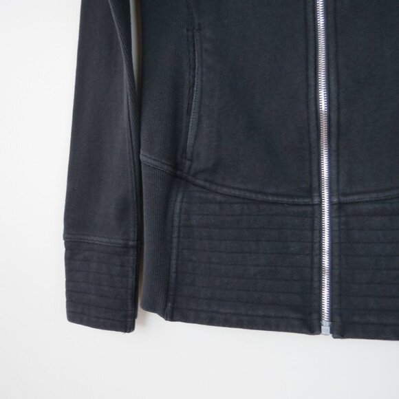 LULULEMON Women's Radiant Jacket II Black Cotton Fleece Zip Front Sweatshirt 4 - Picture 3 of 10